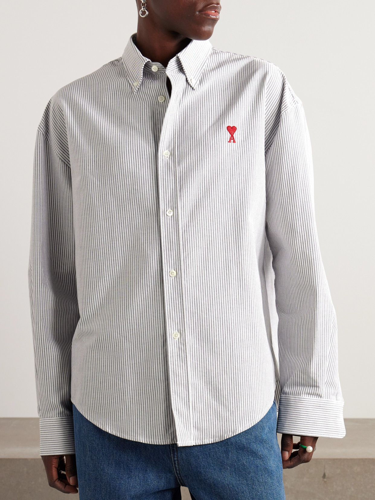 Adc Embroidered Striped Cotton-poplin Shirt - 4