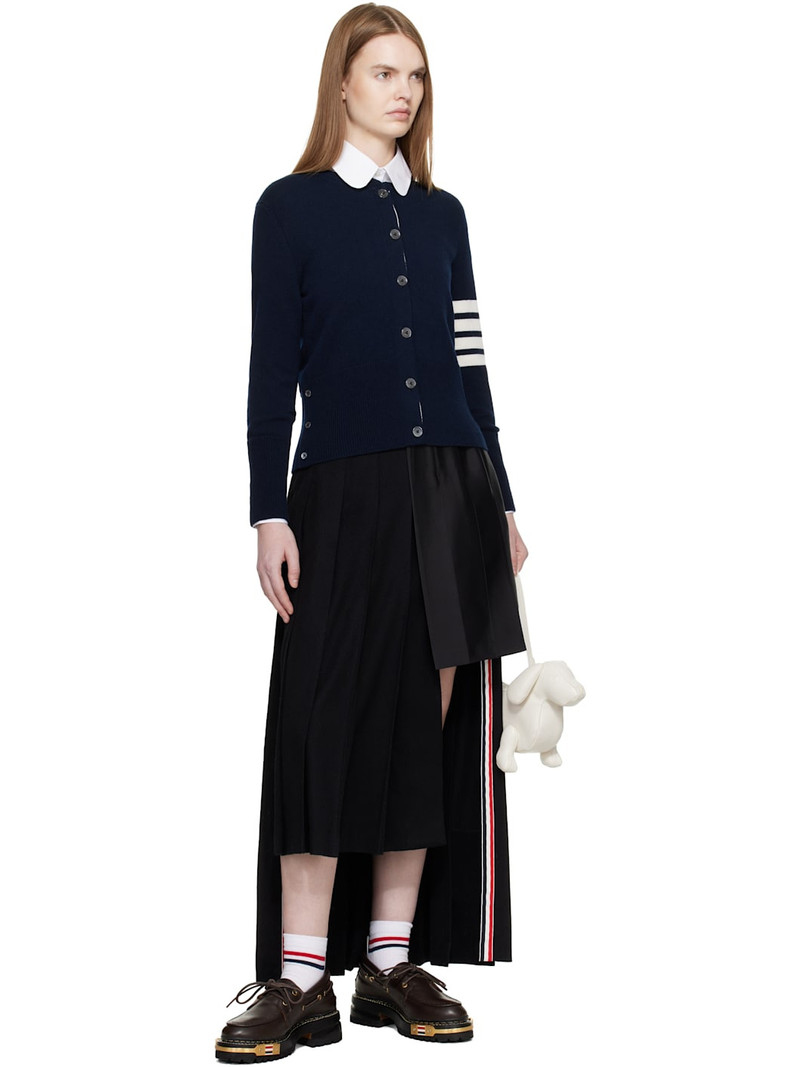 Thom Browne Navy Jersey Intarsia Classic Fit 4-Bar Cardigan outlook