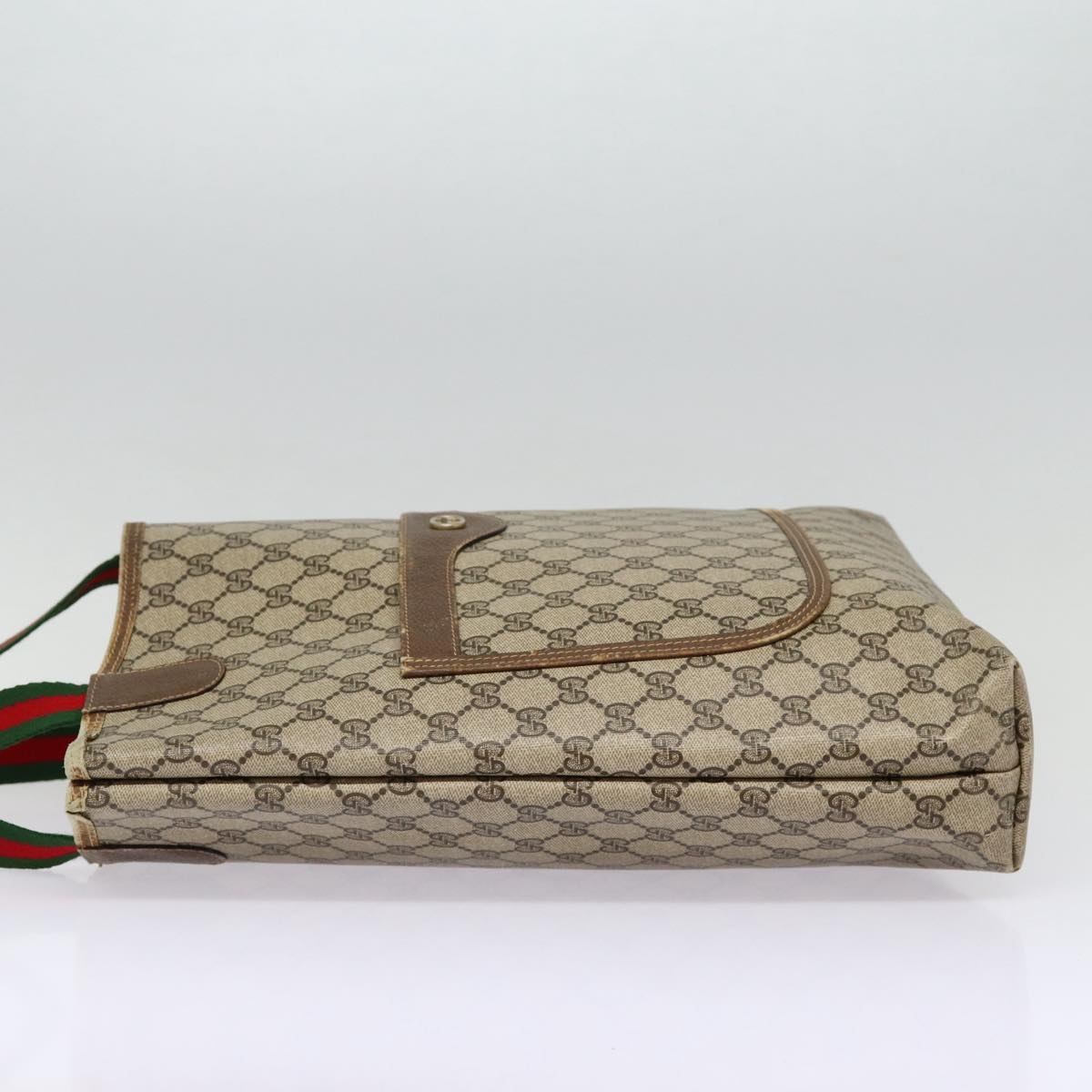 GUCCI GG Supreme Web Sherry Line Tote Bag Pvc Beige Red 40 02 003 - 4