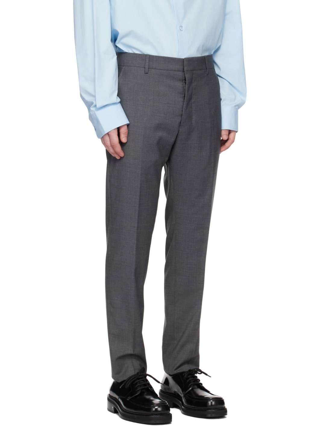 Gray Straight-Leg Trousers - 2