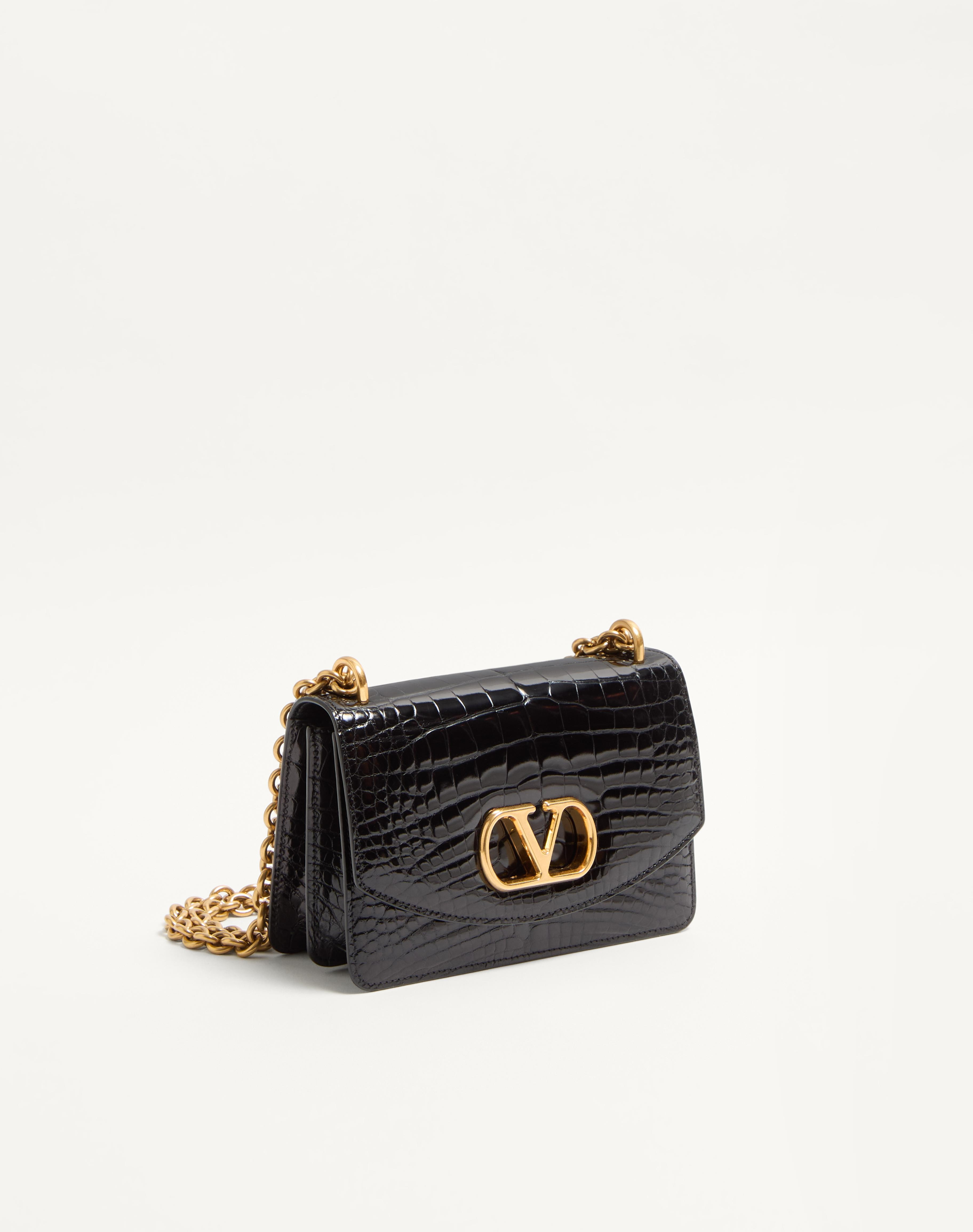 VALENTINO GARAVANI VAIN SMALL SHOULDER BAG IN CROCODILE LEATHER - 3