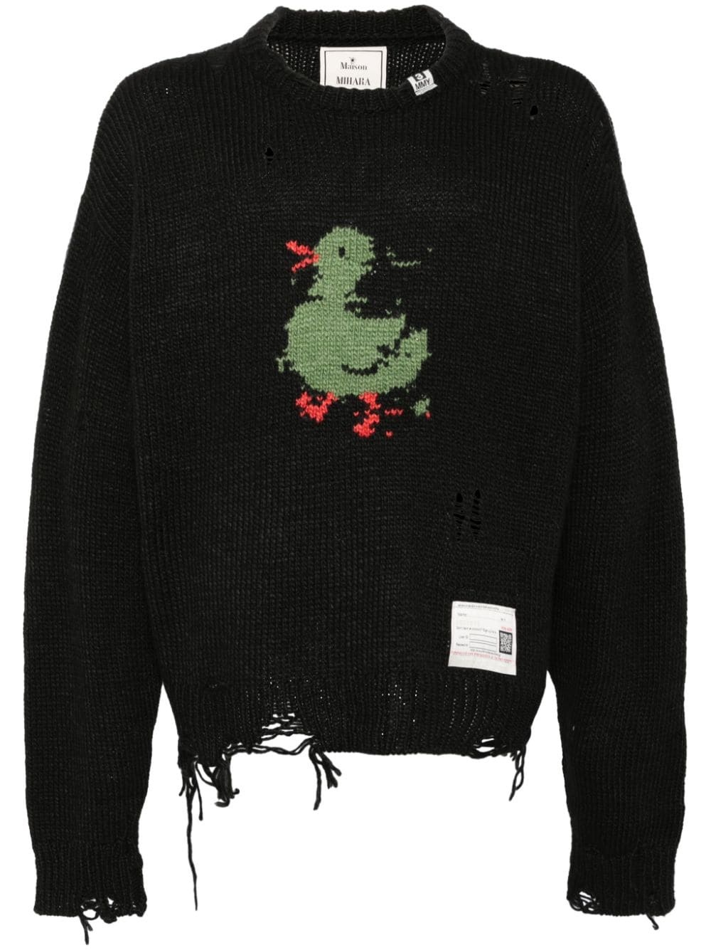 distressed-effect intarsia-duck jumper - 1