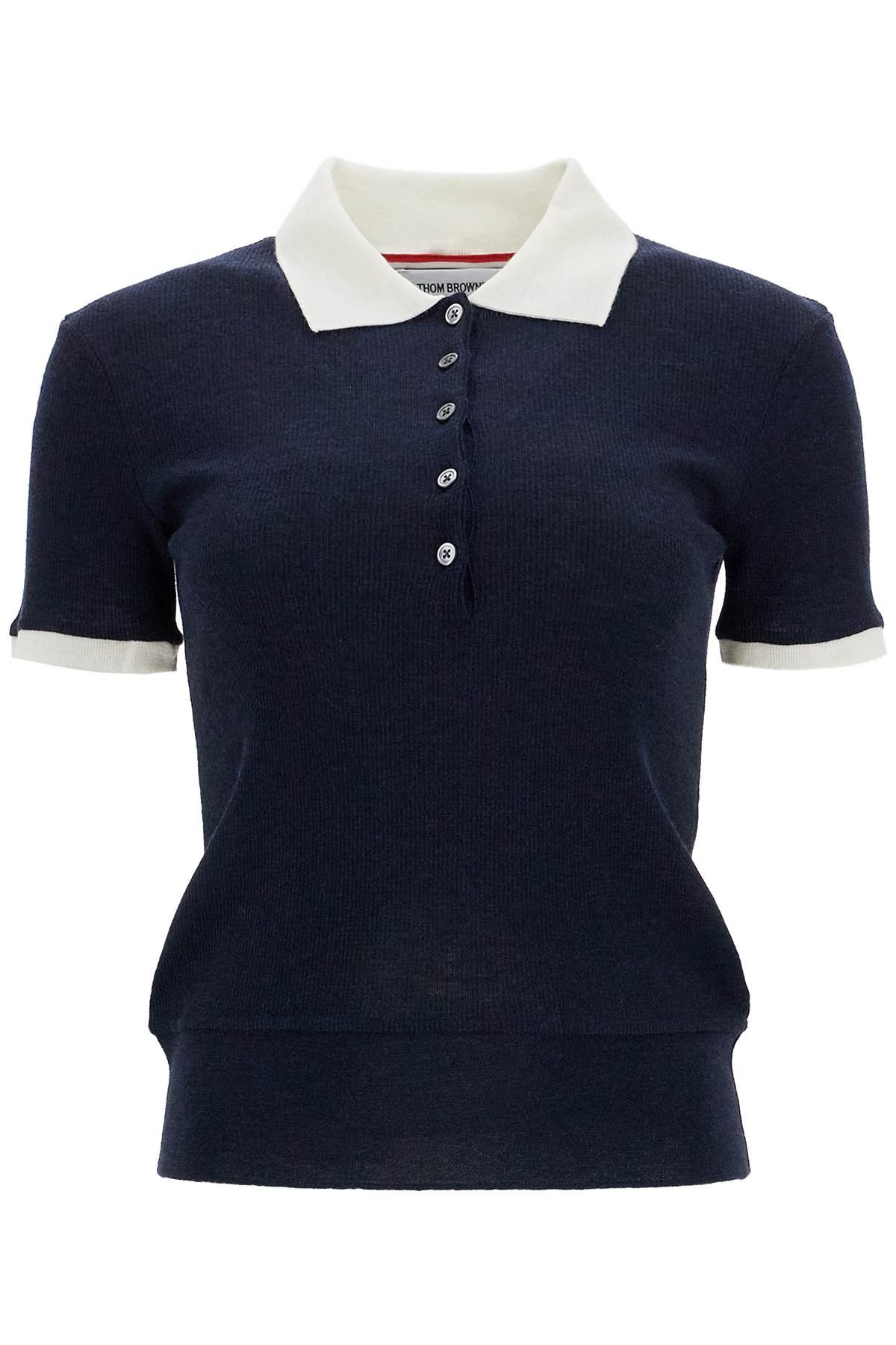 Thom Browne Short-Sleeved Wool Polo Shirt Women - 1