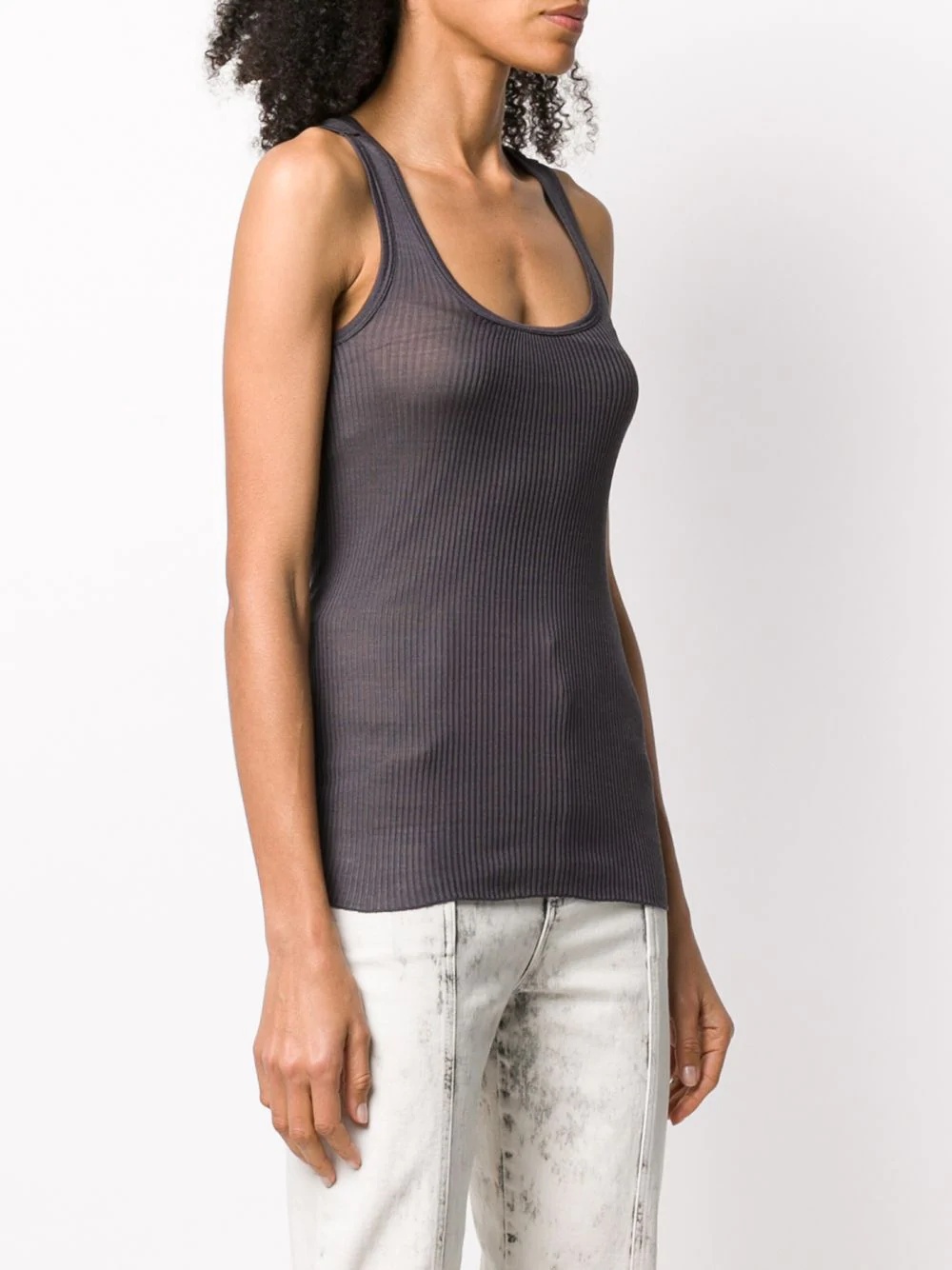 scoop neck silk vest top - 3