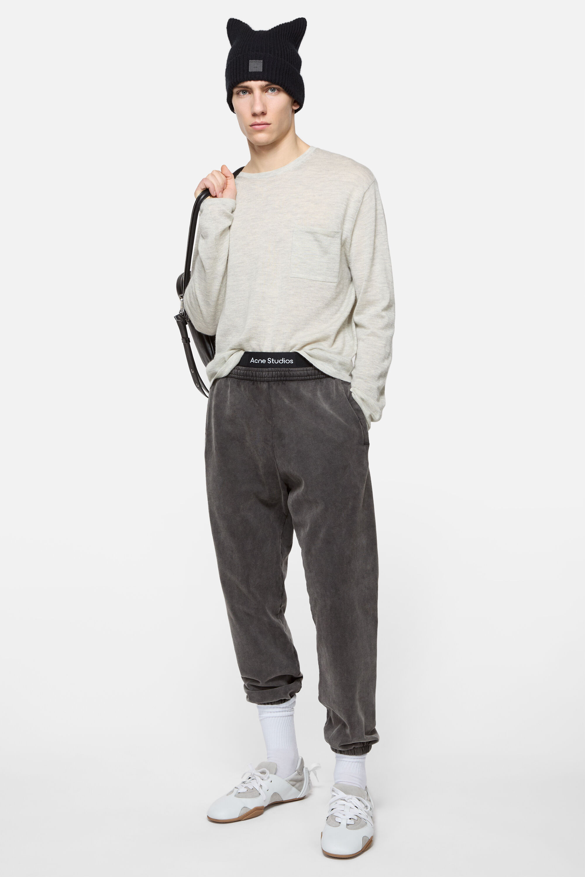 Crew neck jumper cashmere - Light Grey Melange - 2