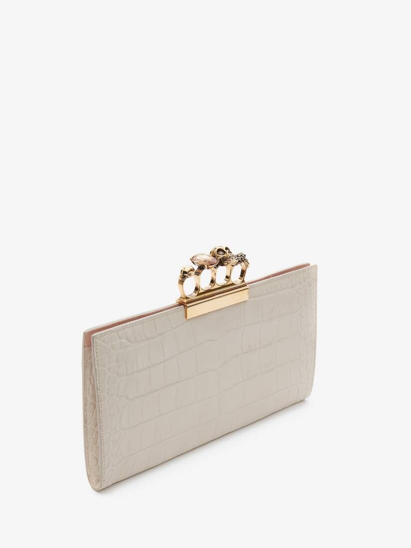 Jewelled Flat Pouch in Ivory - 2