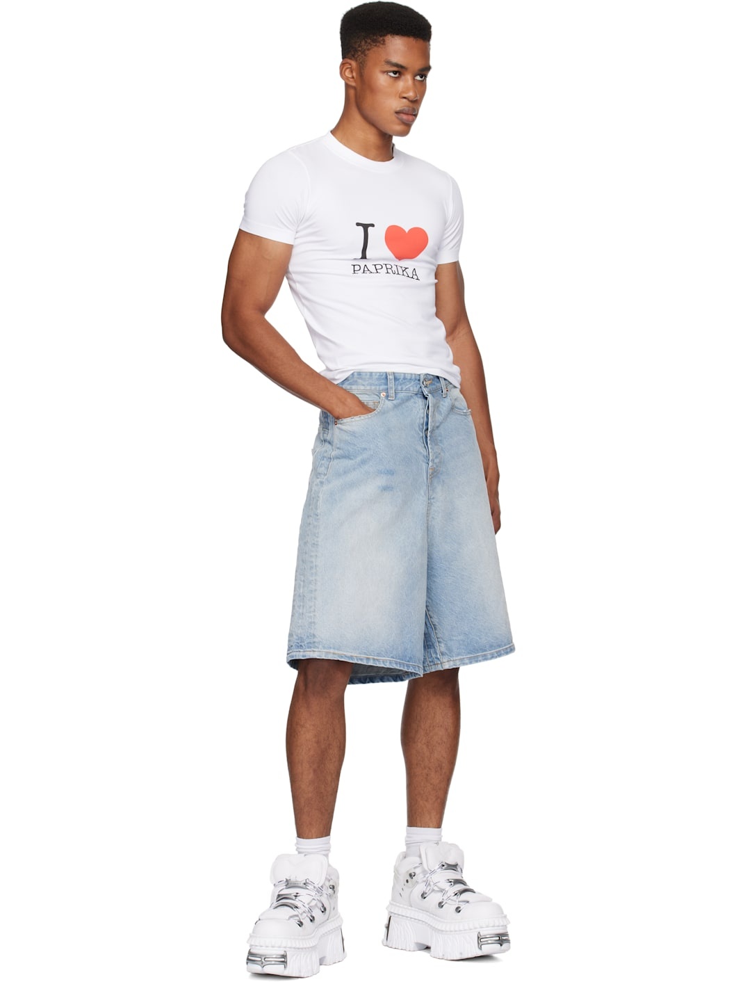 White 'I Love Paprika' Fitted T-shirt - 5