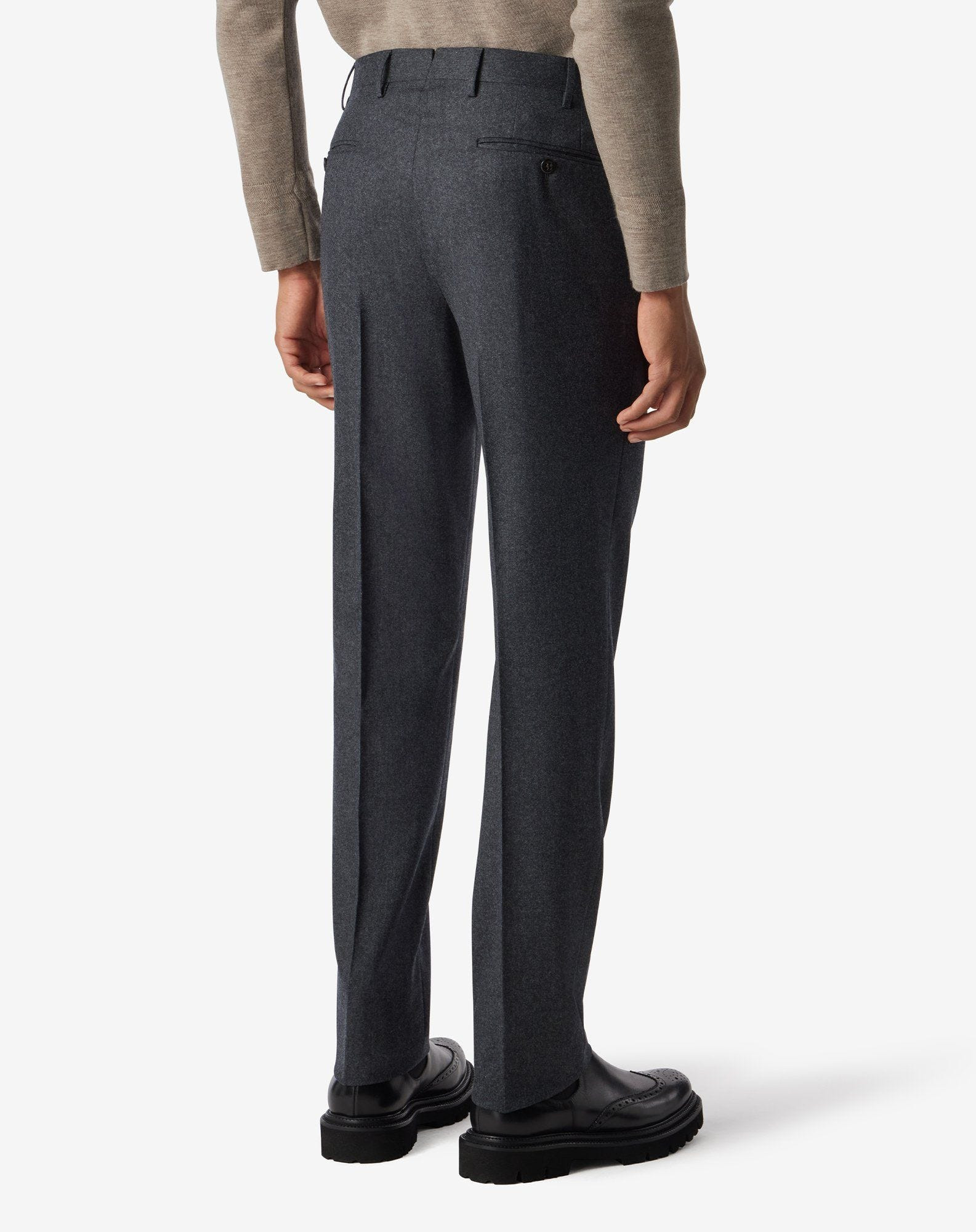 Grey pure 1 pleated wool trousers - 4