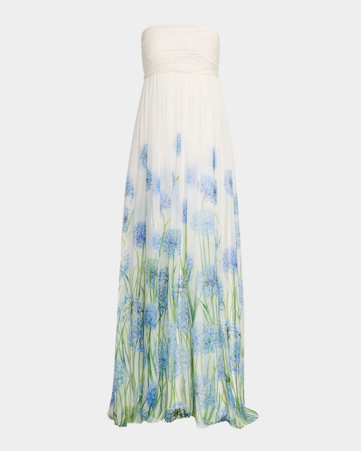 Strapless Alliums Degrade Silk Chiffon Gown - 1