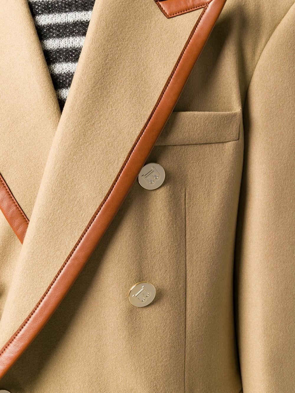 contrast trim double-breasted coat - 5