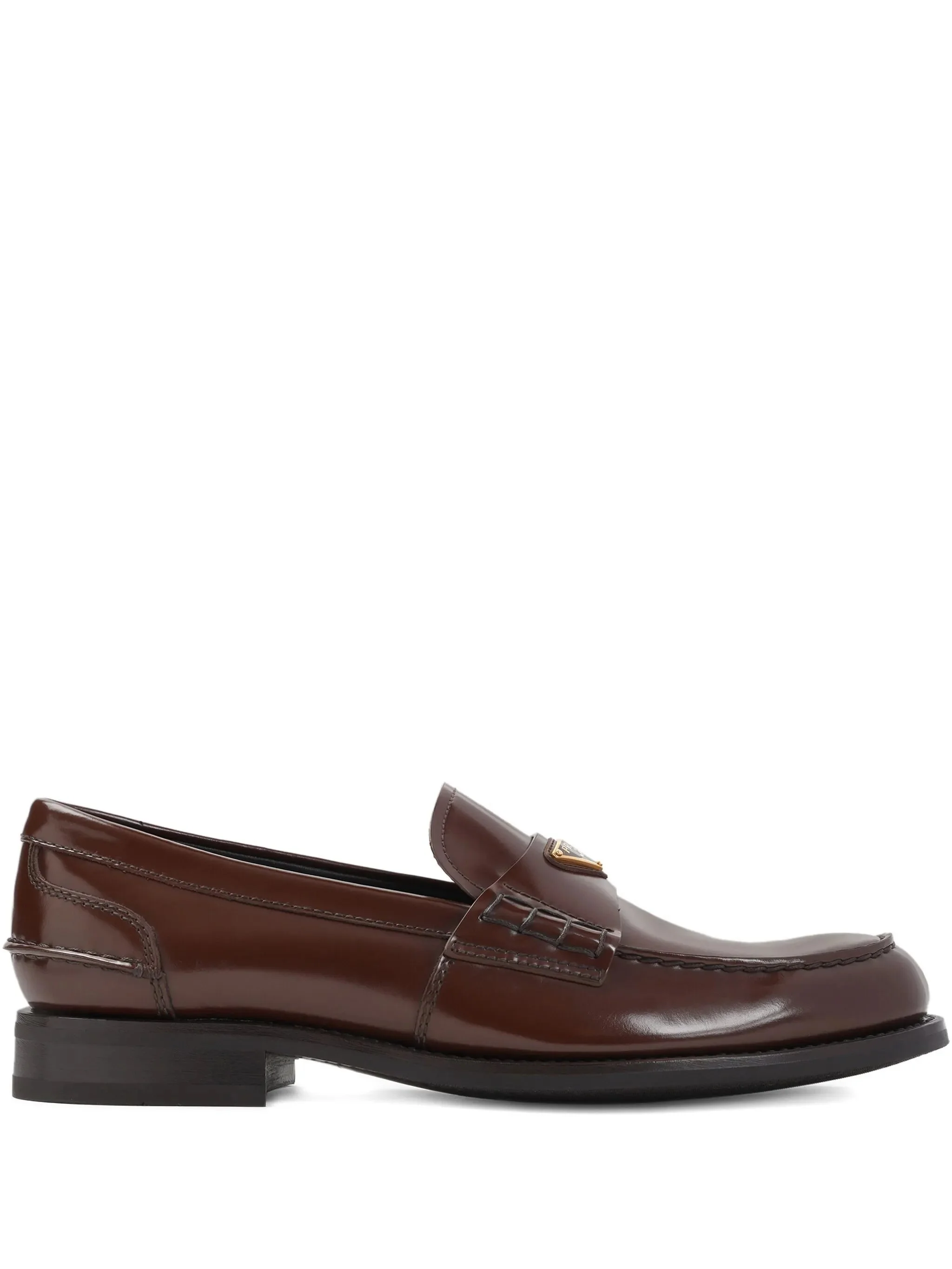 Prada Leather Logo-plaque Loafers - 1