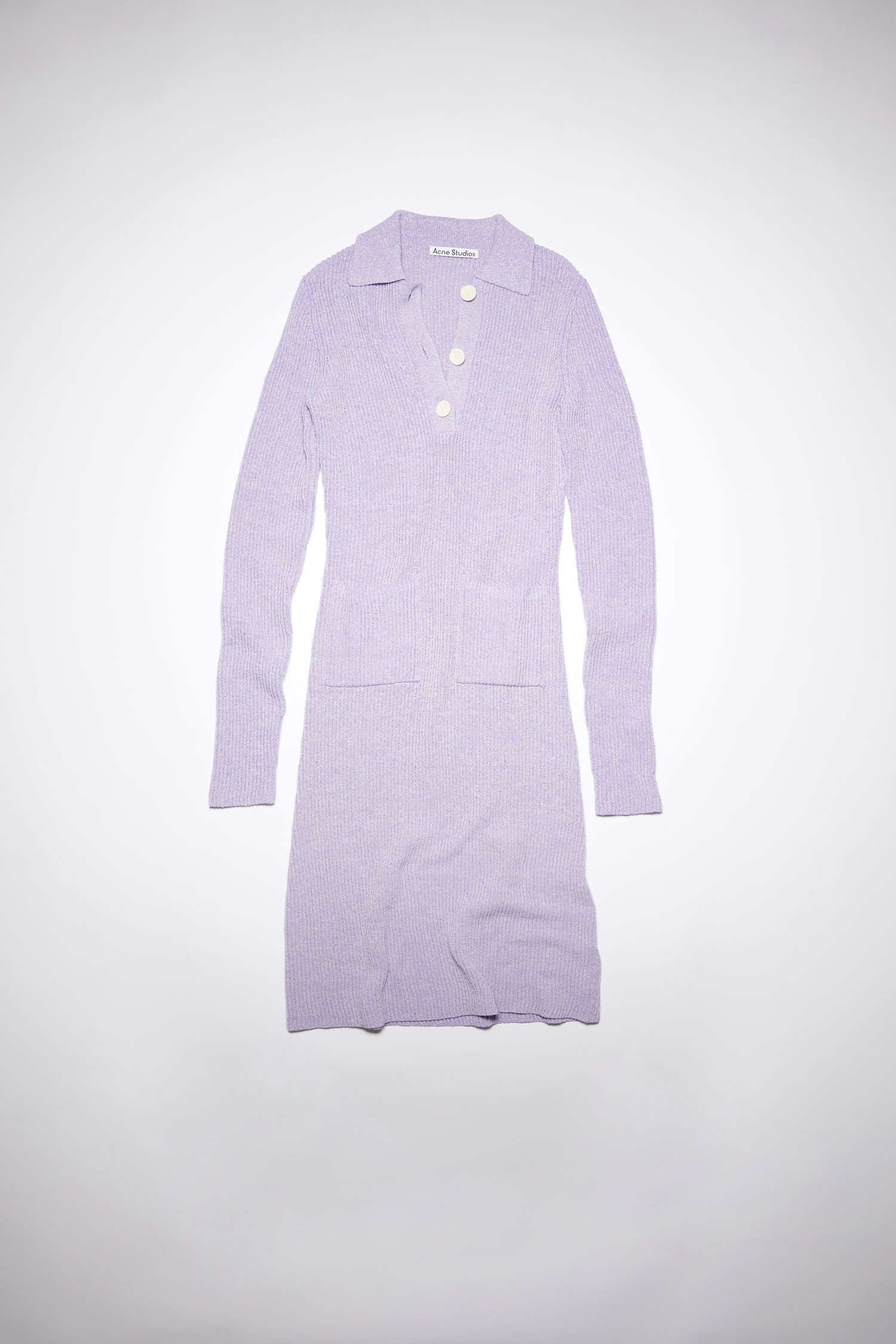 Ribbed polo dress - Lilac purple - 5
