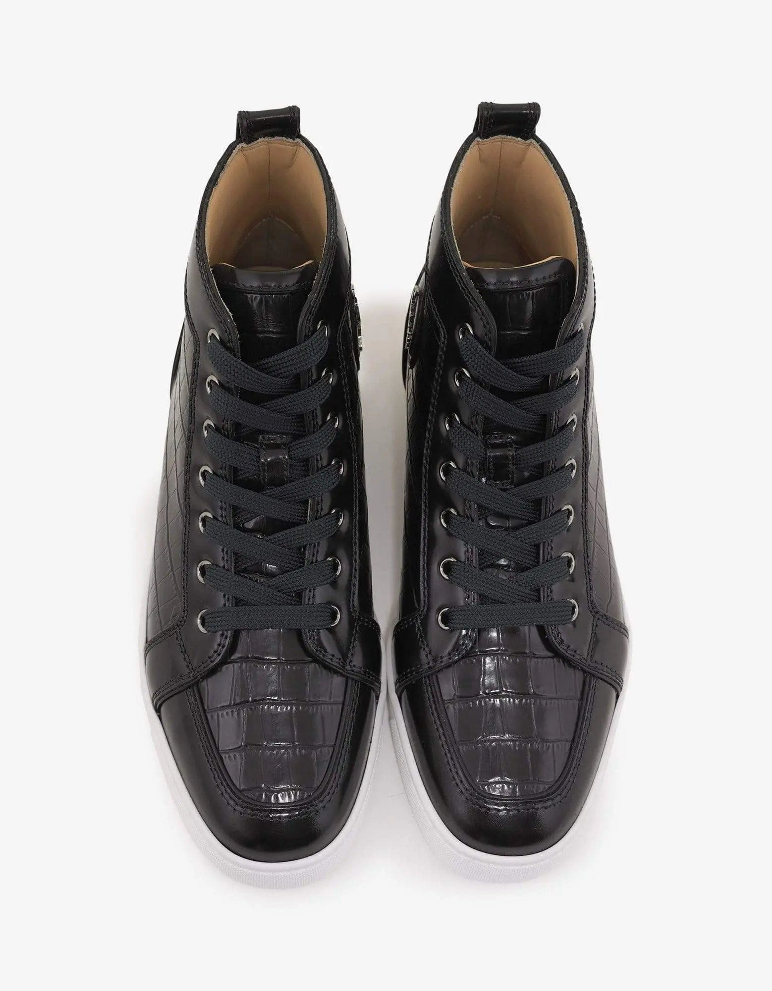 Christian Louboutin Rantus Flat Croc Embossed High Top Trainers - 7