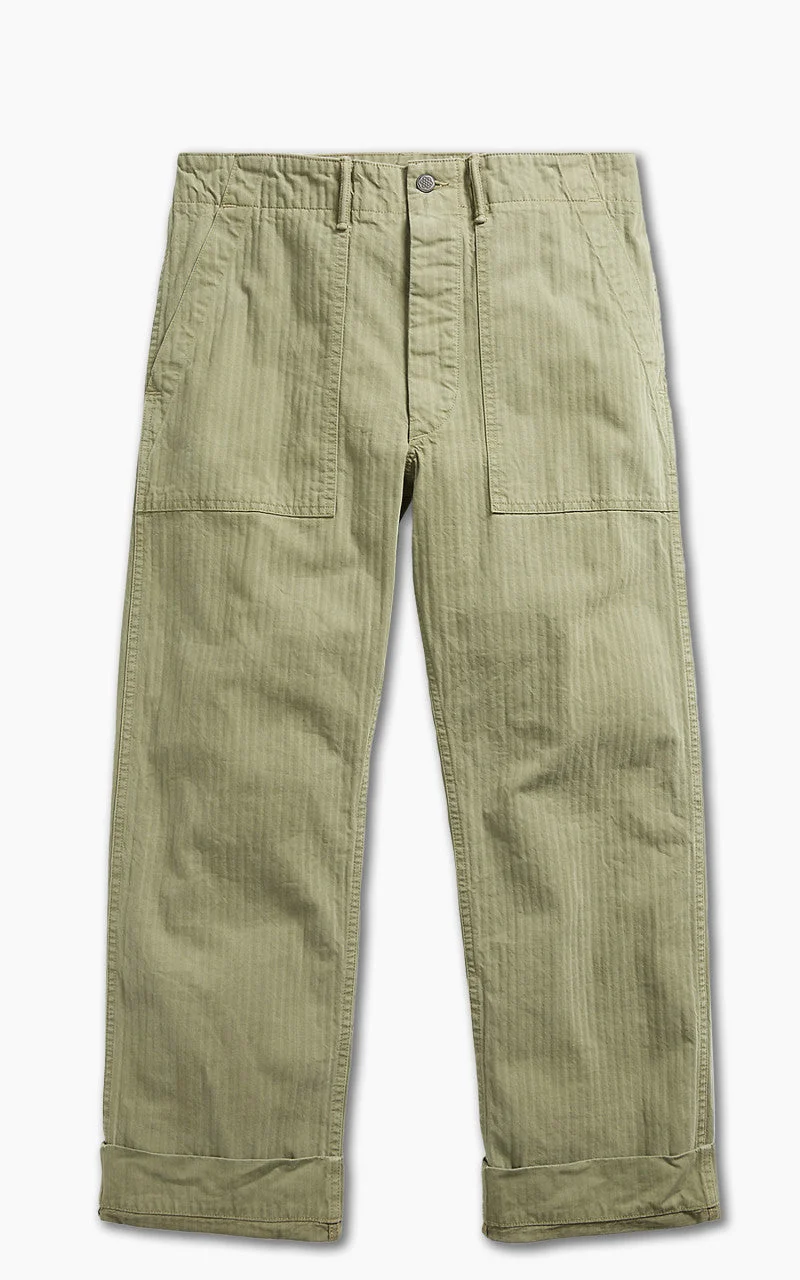 RRL ARMY UTILITY FLAT PANT HERRINGBONE BREWSTER GREEN - 1
