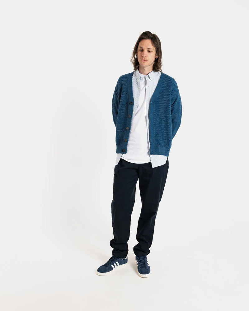 Men's Moss Stitch Cardigan Petrol 3