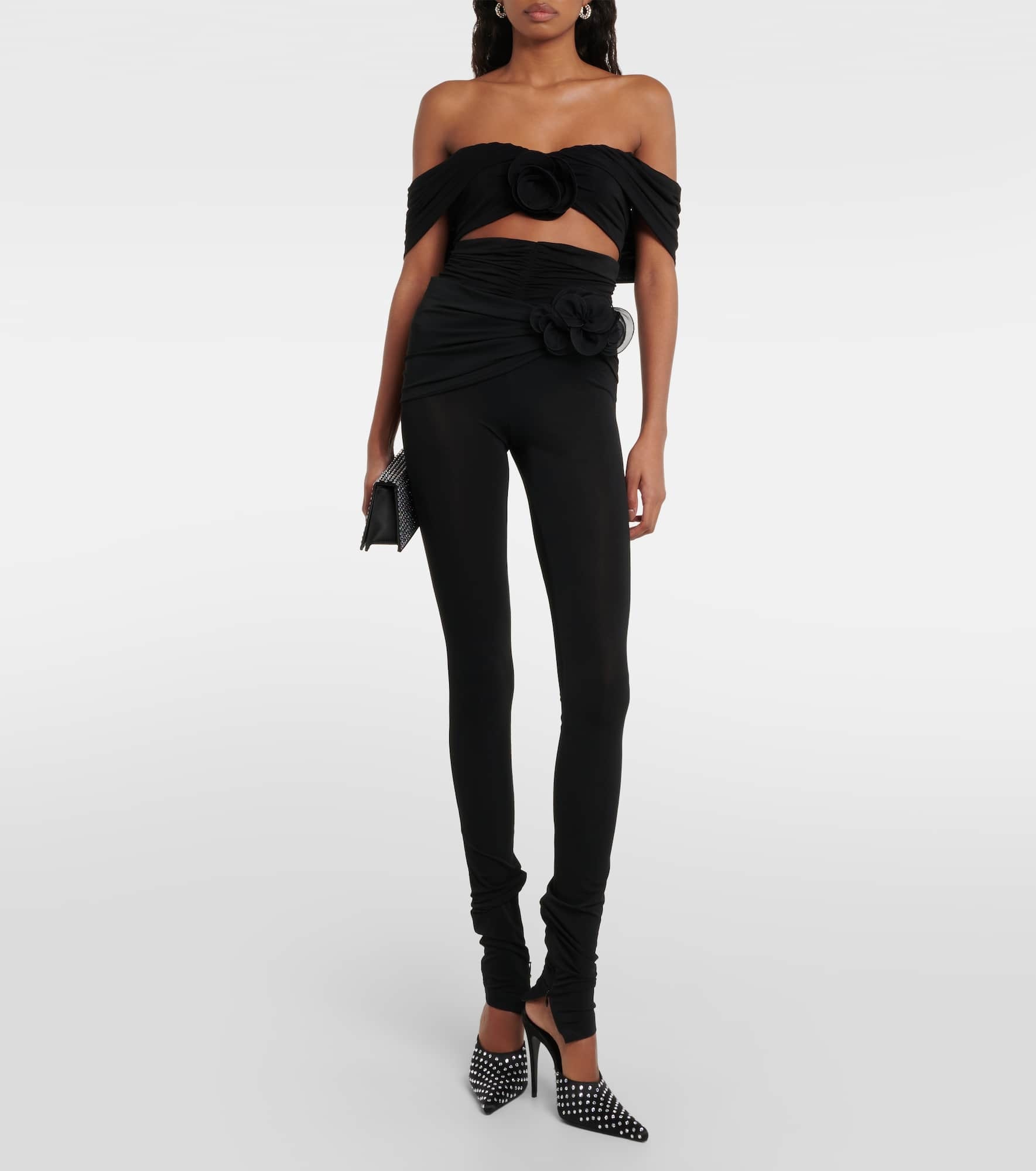 Floral-appliqué jersey leggings - 2