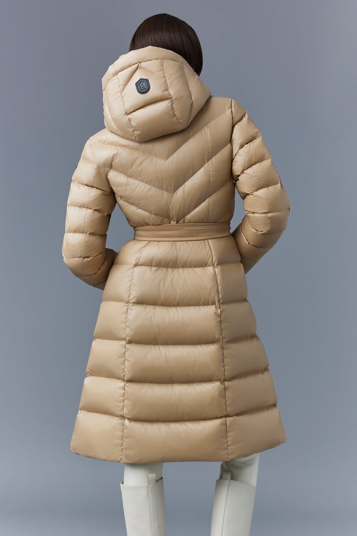 CORALIA down coat with hood and sash belt - 5