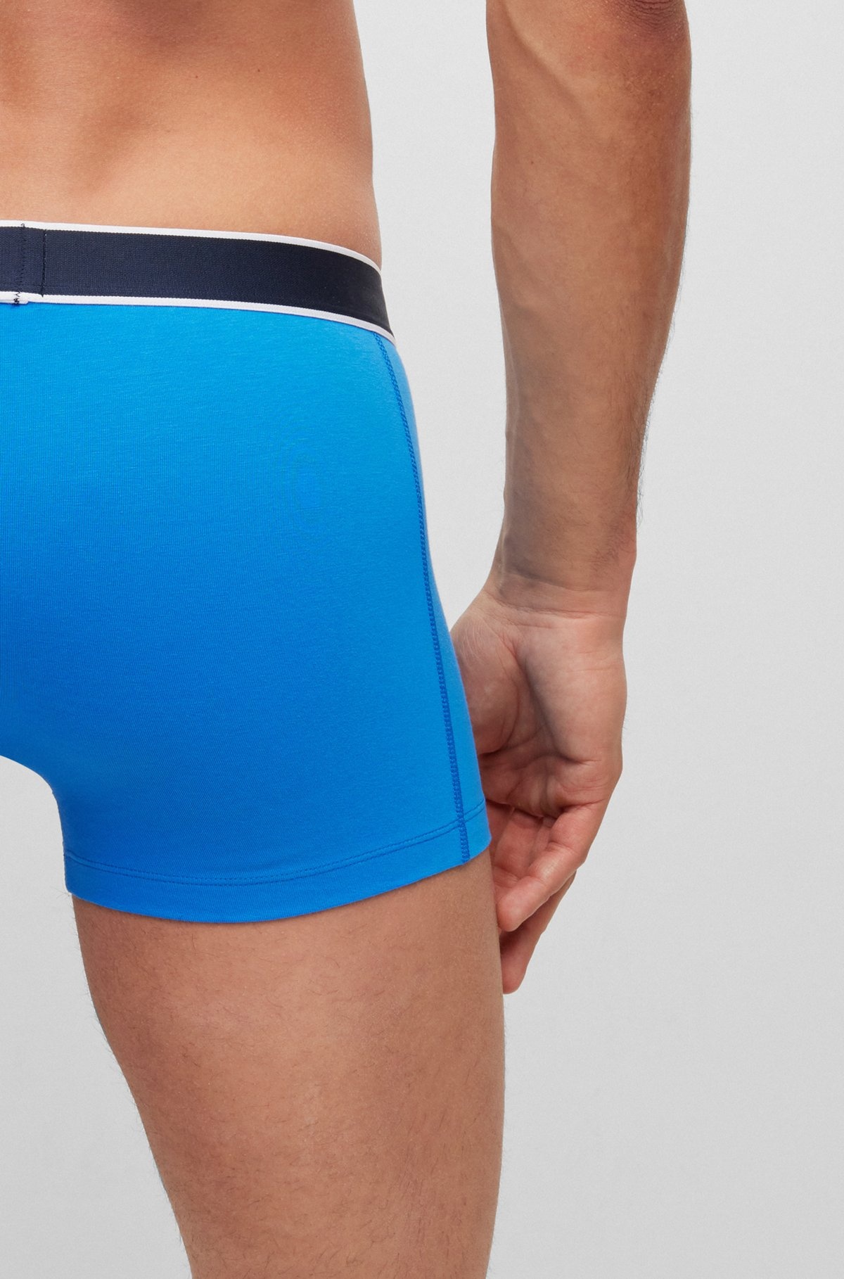 COTTON-BLEND TRUNKS WITH STRIPES AND LOGOS - 5