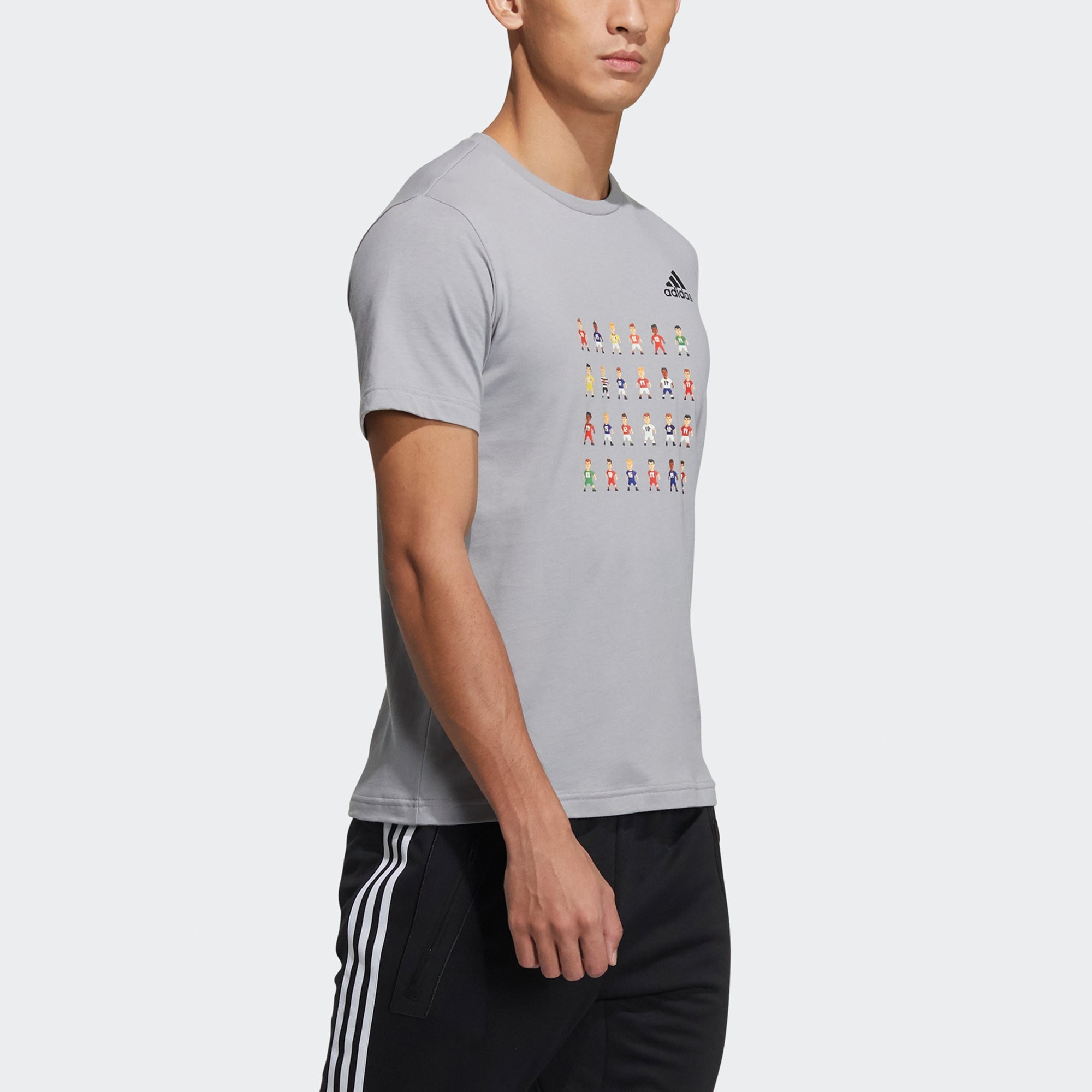 adidas 8-Bit Tee Printing Sports Short Sleeve Gray GL1998 - 4