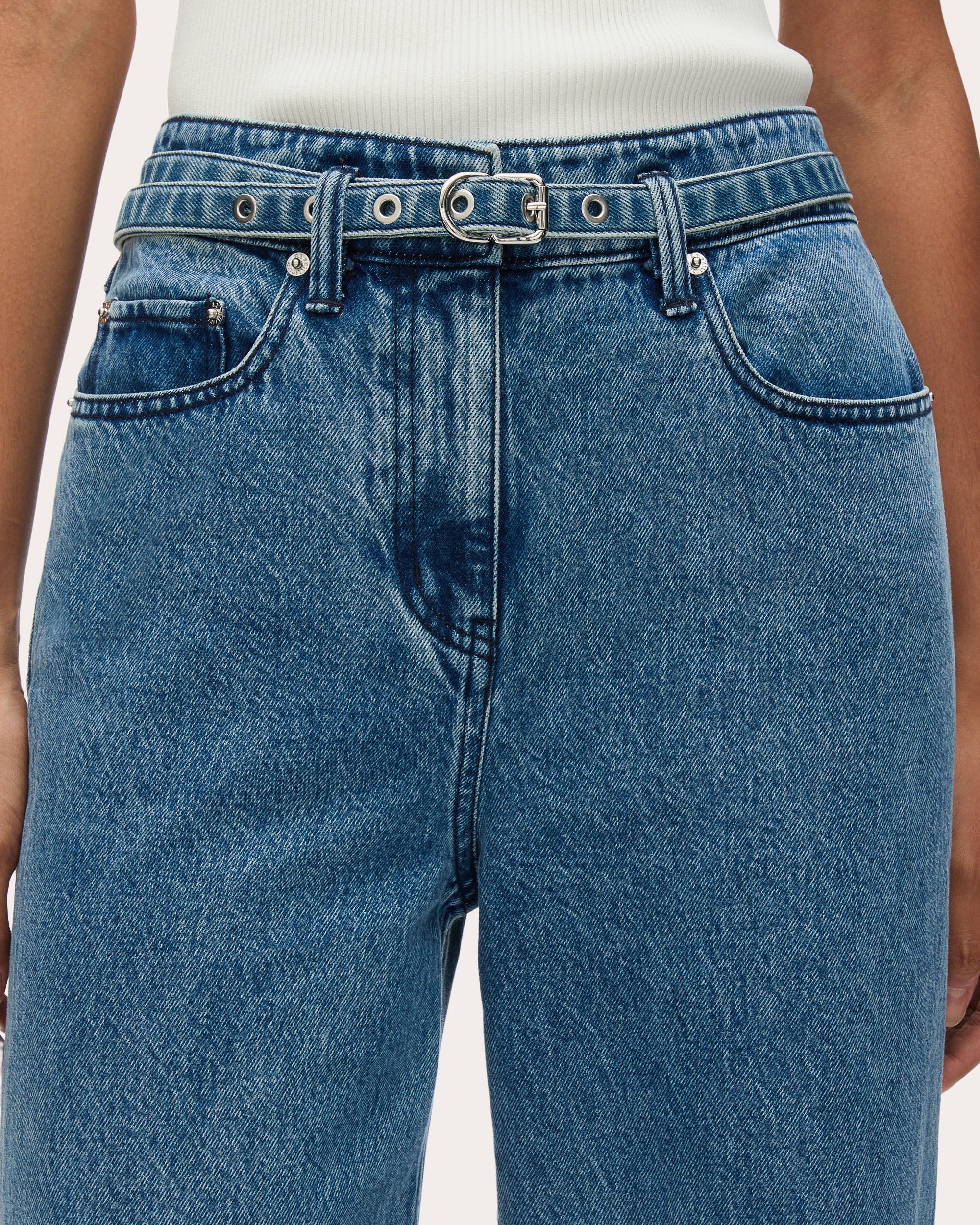 Belted Wide-Leg Denim Jeans - 3