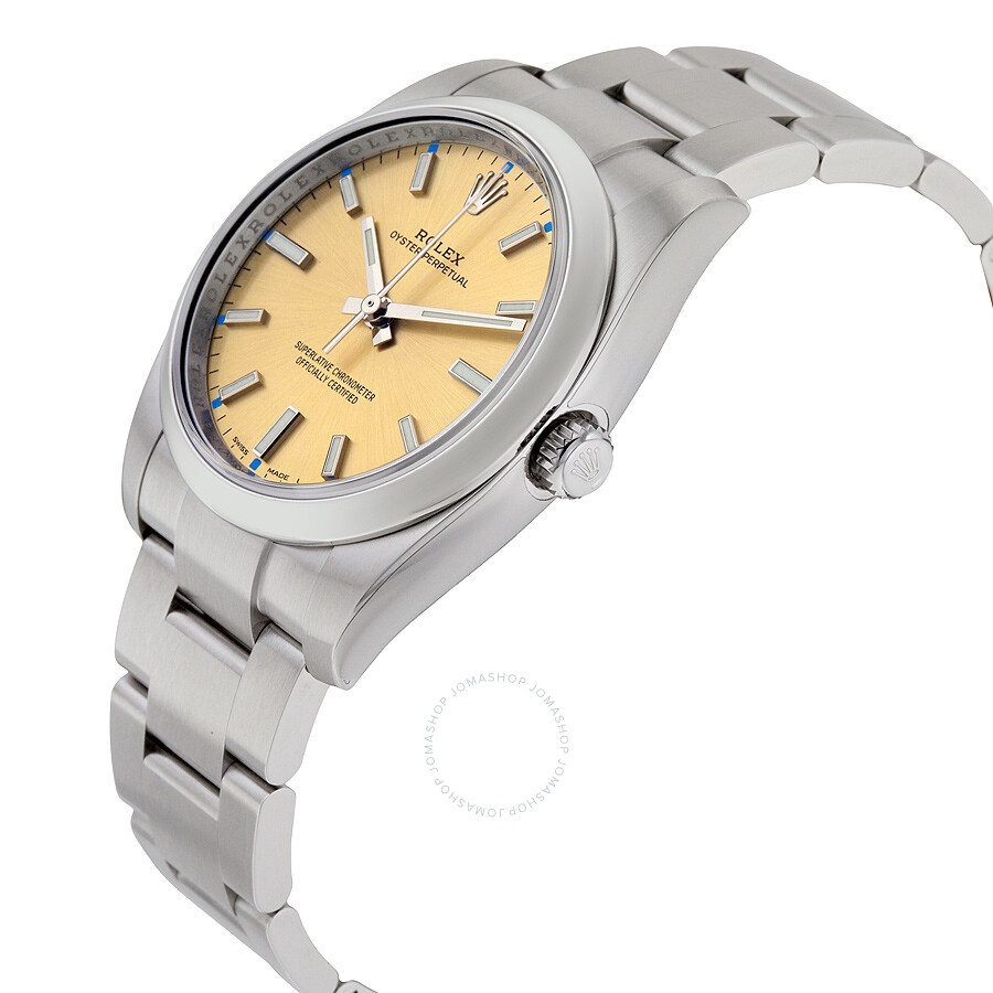 Rolex Oyster Perpetual 34 Champagne Dial Stainless Steel Bracelet Automatic Men's Watch 114200CSO - 2