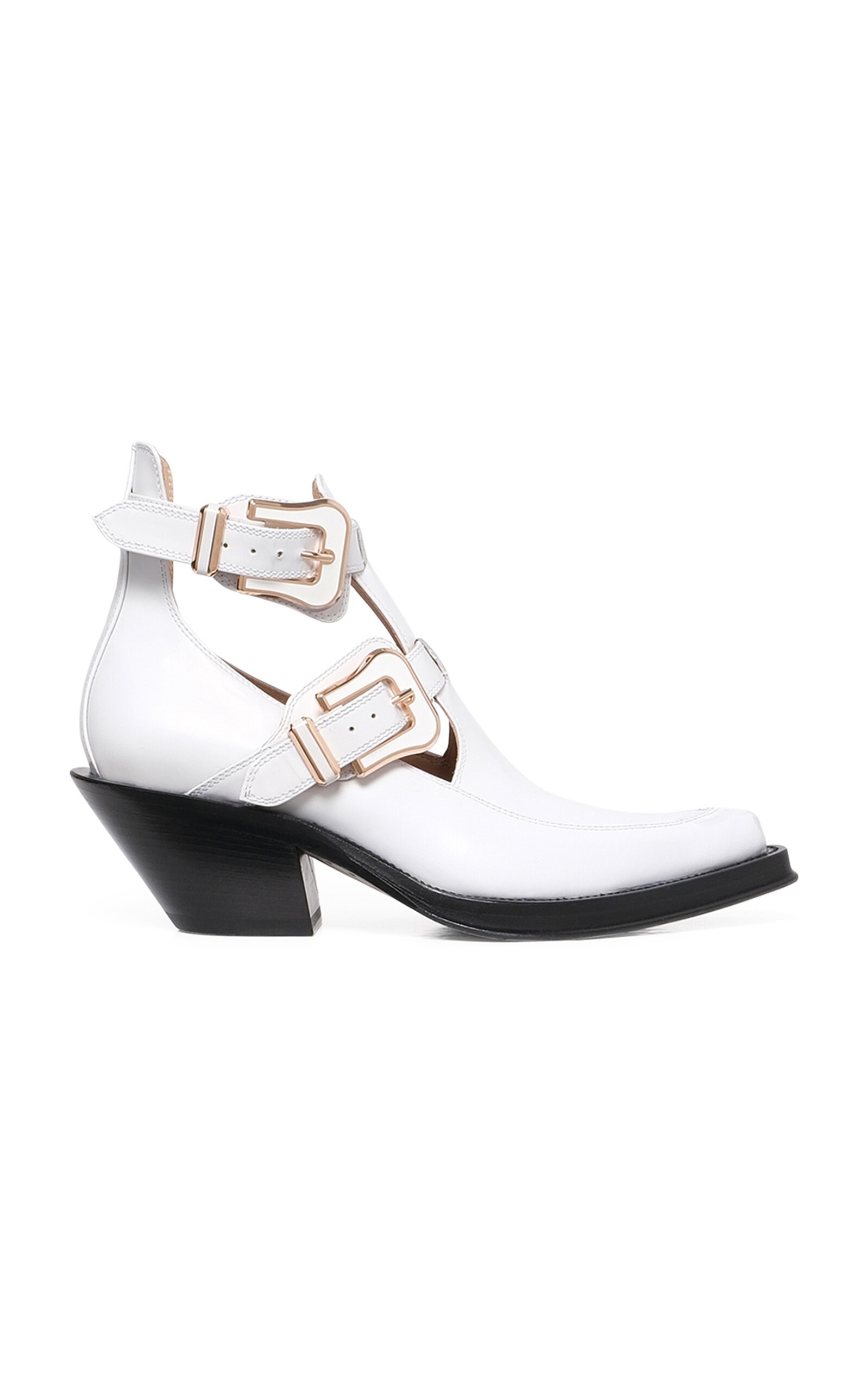Castro Buckle-Detailed Leather Ankle Boots white - 1