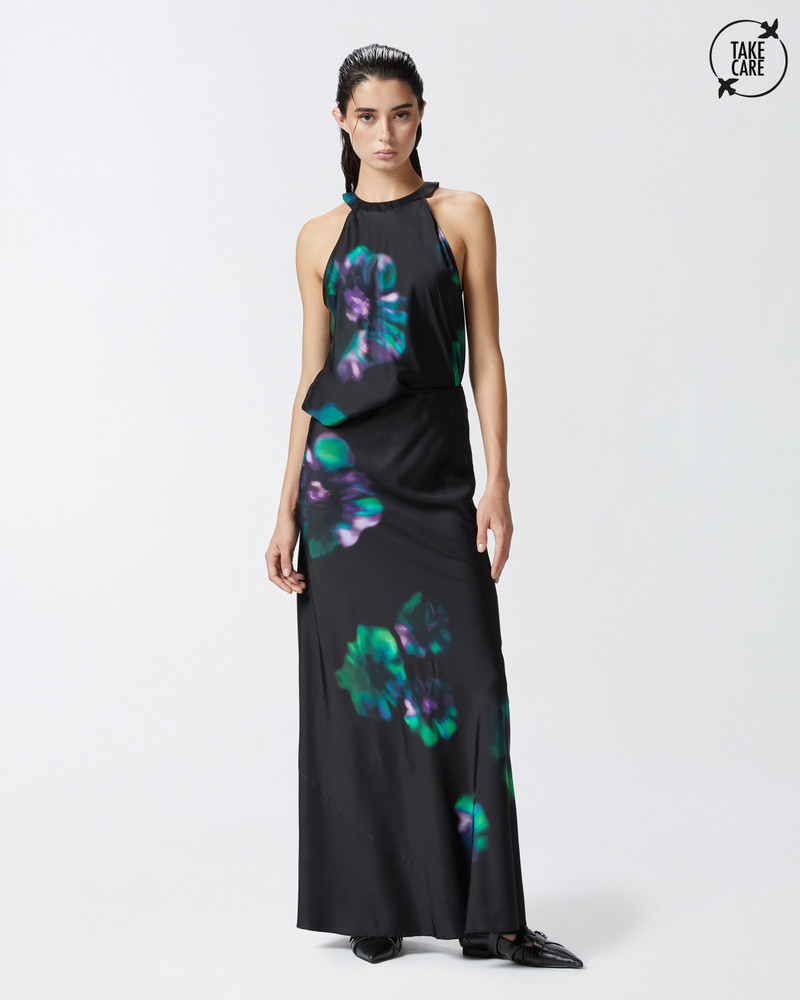 PINKO LONG SATIN SKIRT WITH FLORAL PRINT outlook