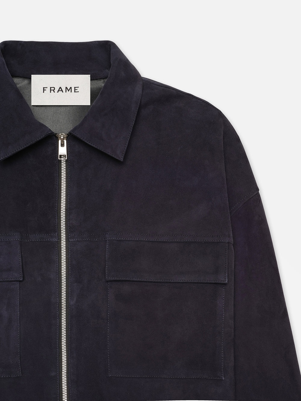 Clean Suede Zip Shirt in Dark Navy - 2