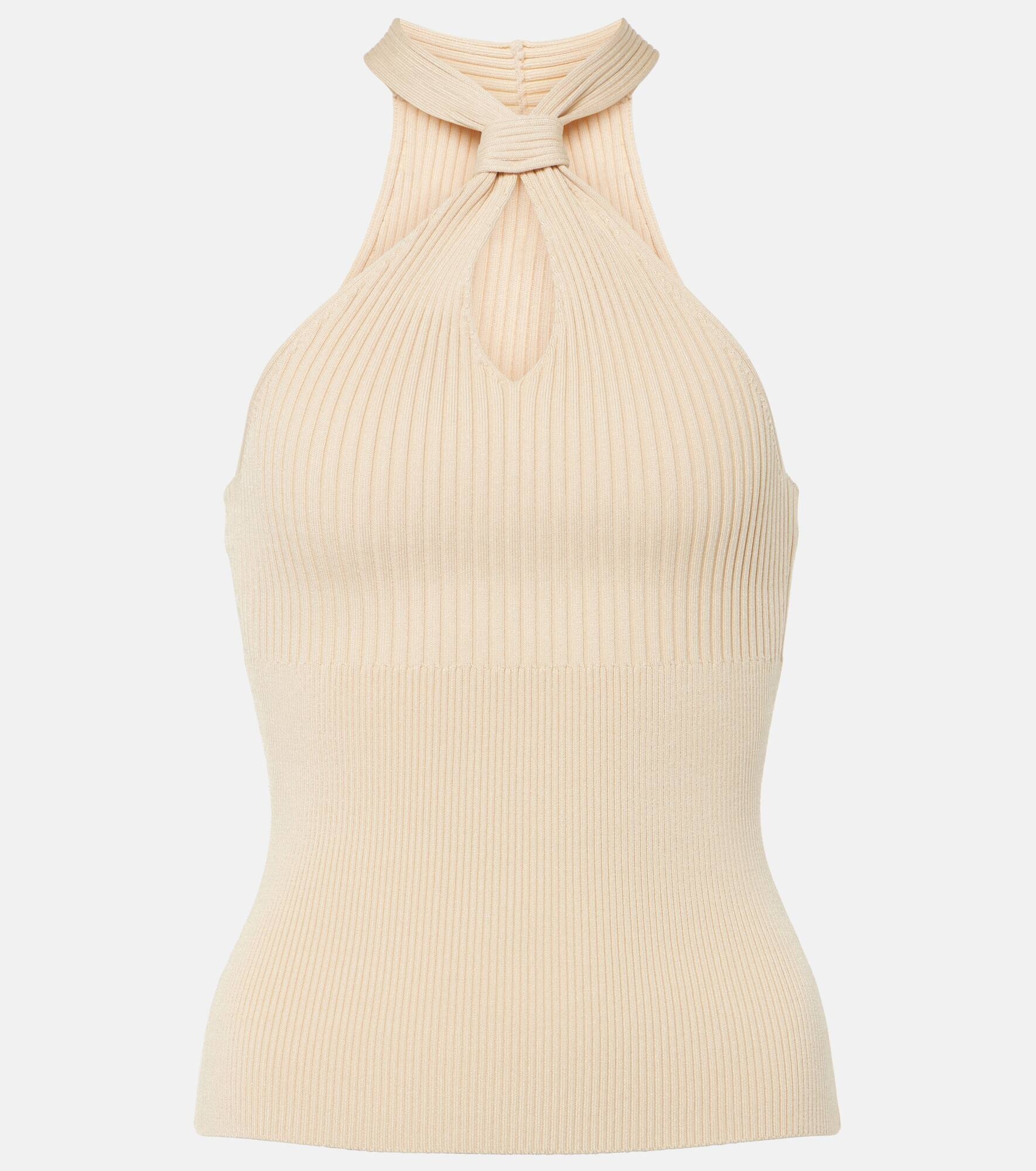 Andrea ribbed-knit halterneck top - 1