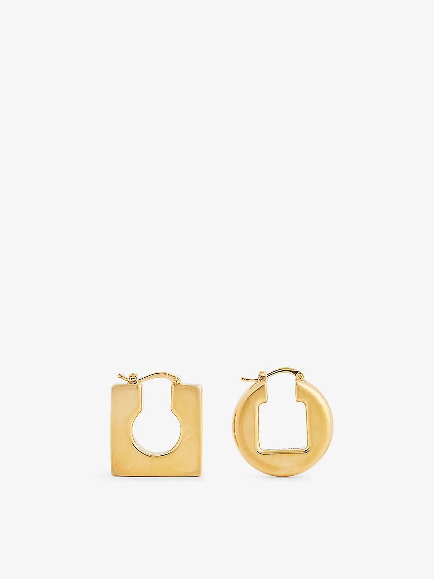 Les Boucles asymmetric gold-tone brass hoop earrings - 2