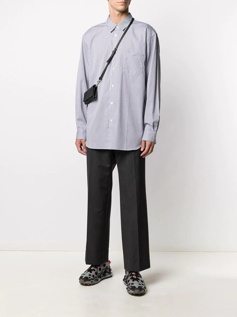 Comme Des Garçons contrast striped pocket shirt outlook