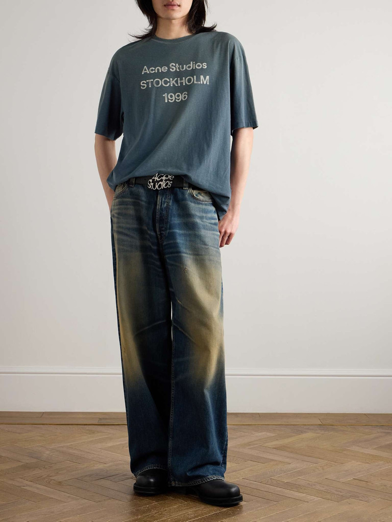 Acne Studios Exford Distressed Logo-Print Cotton and Hemp-Blend Jersey T-Shirt outlook