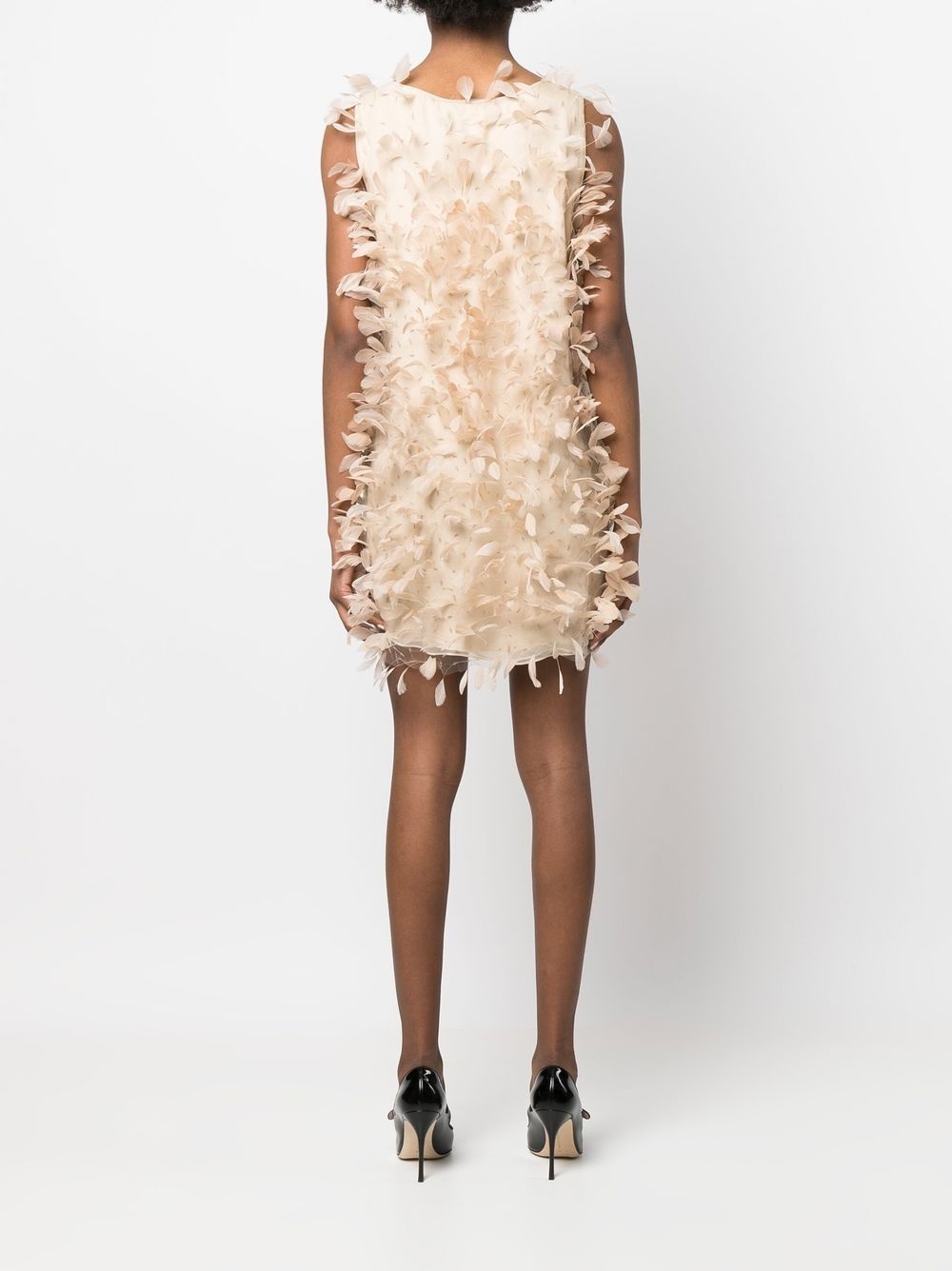 feather-embellished shift dress - 4