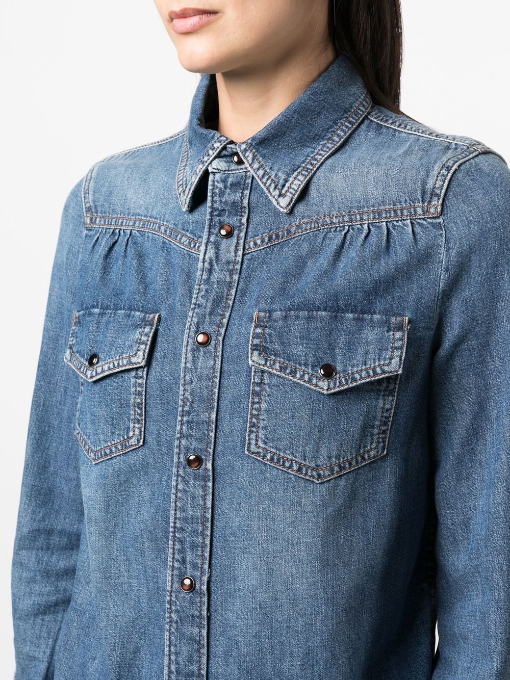 patch-pocket denim shirt - 5