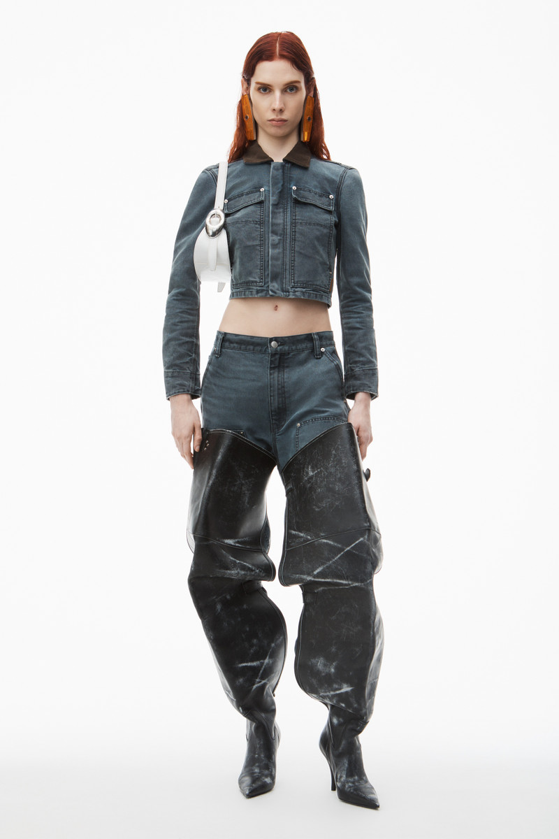 Alexander Wang shrunken workwear jacket in denim outlook