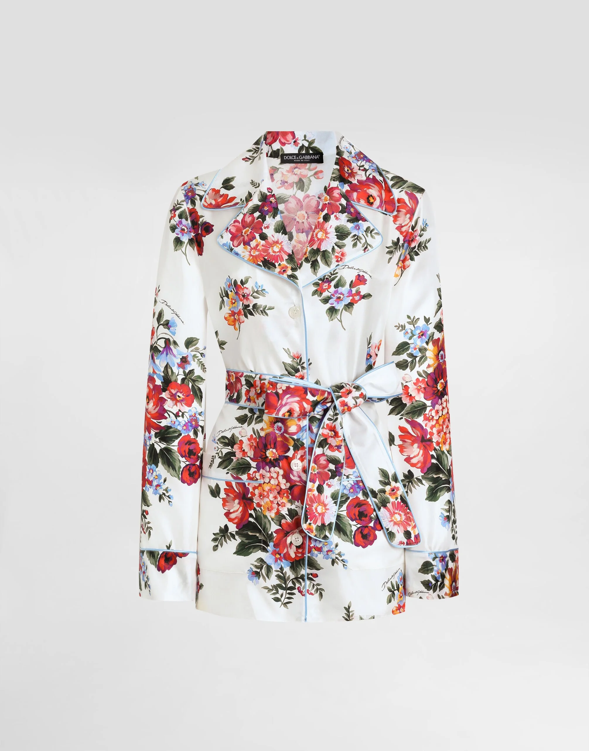Flower bouquet-print twill shirt - 1