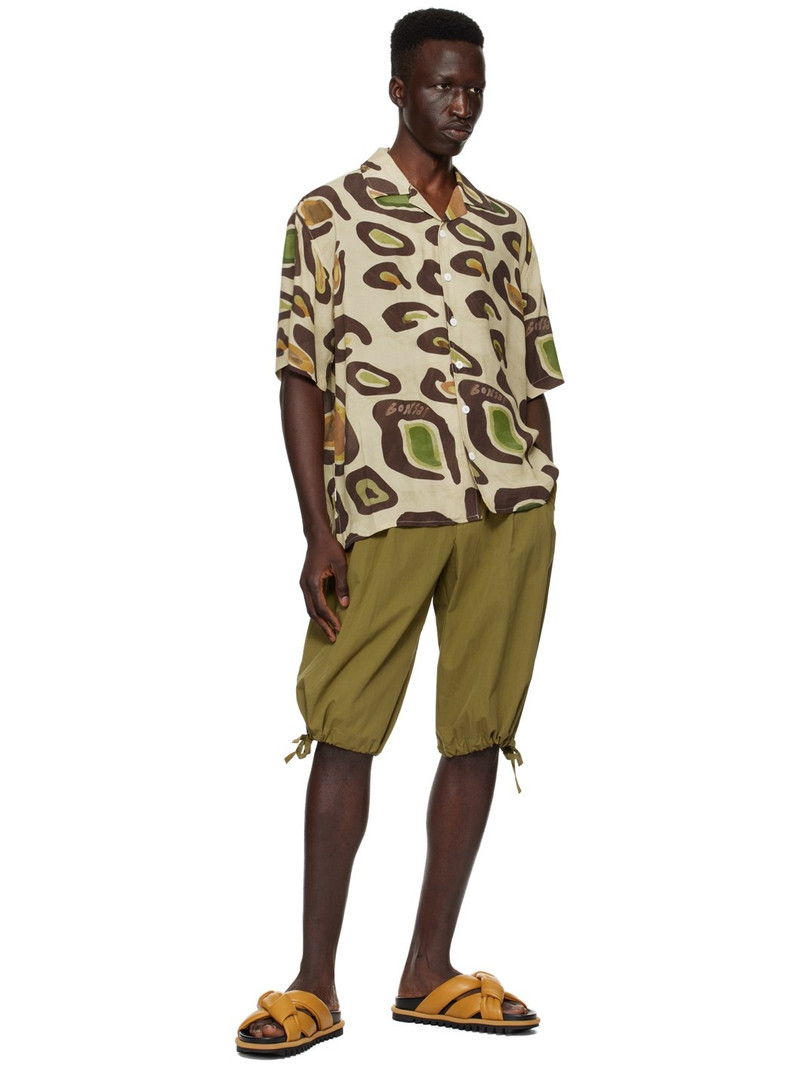 BONSAI Khaki Drawstring Shorts outlook