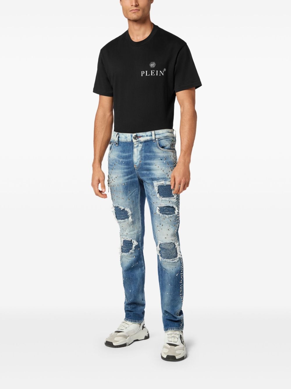 stud-embellished jeans - 2