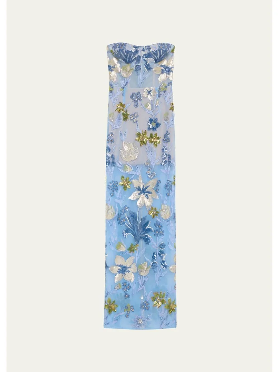 Dahlia Sequin Floral Column Gown - 1