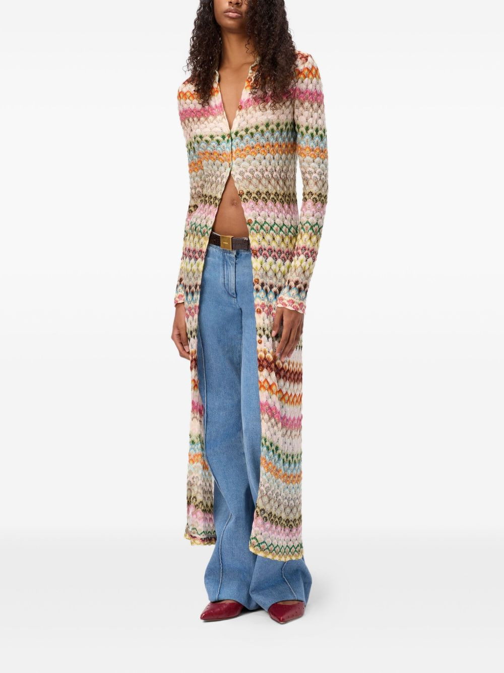intarsia-knit polo-collar cardigan - 2
