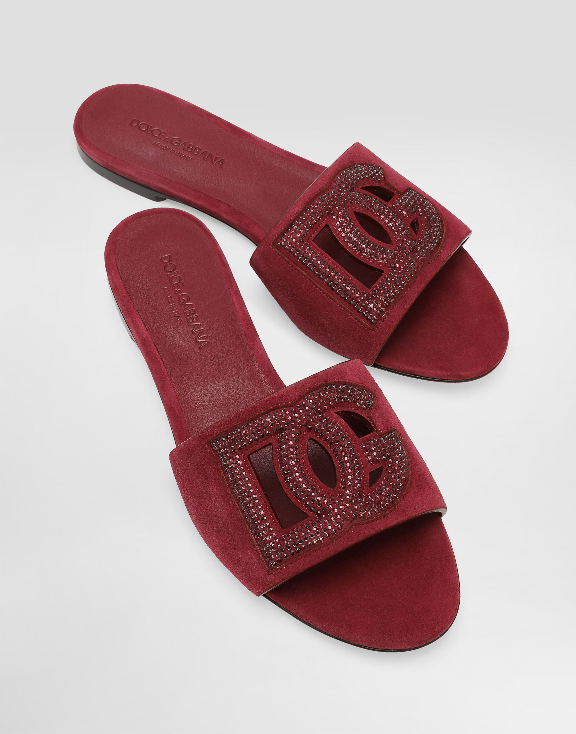 Suede slippers with rhinestones - 4