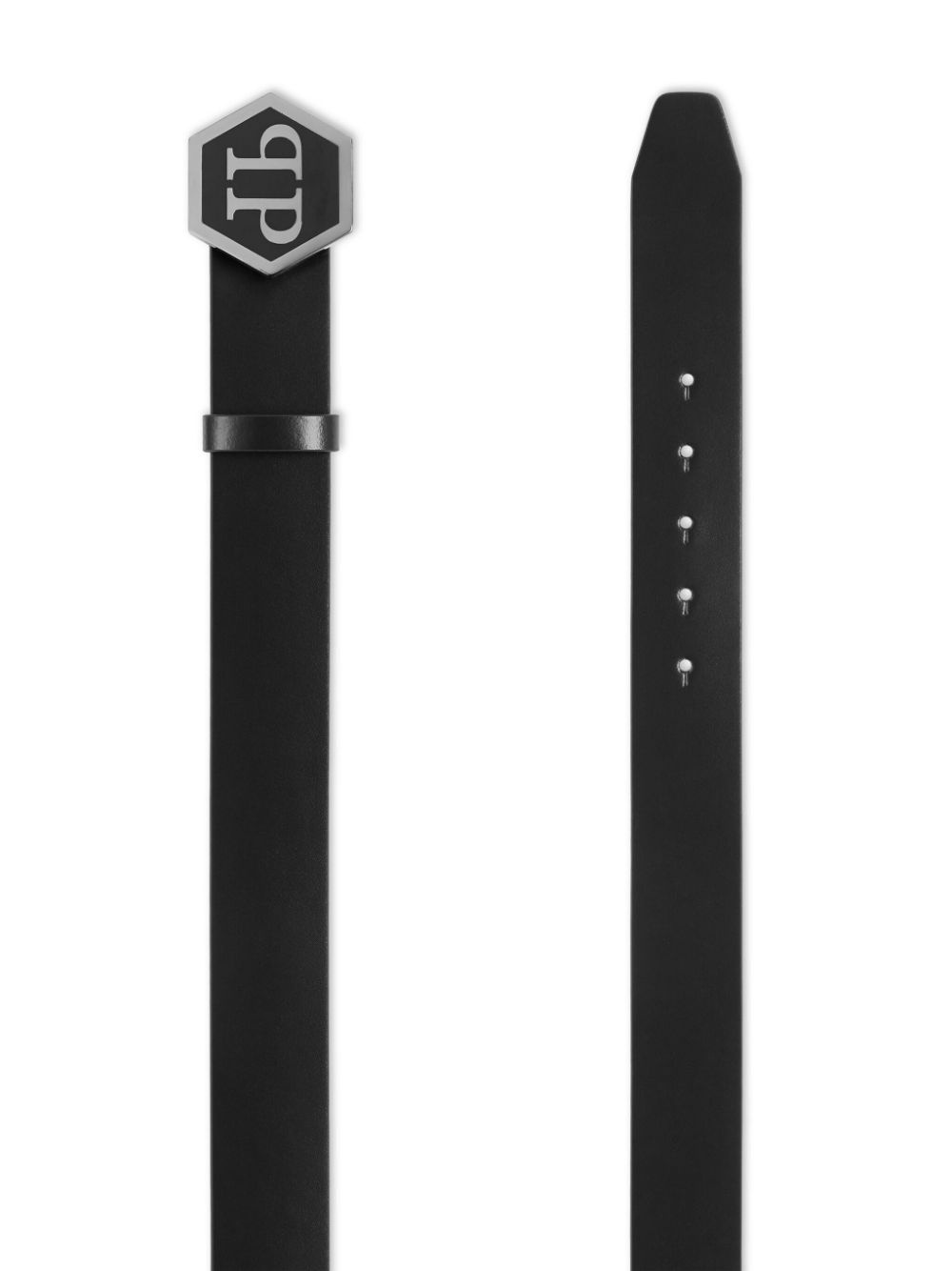 Hexagon-logo leather belt - 2