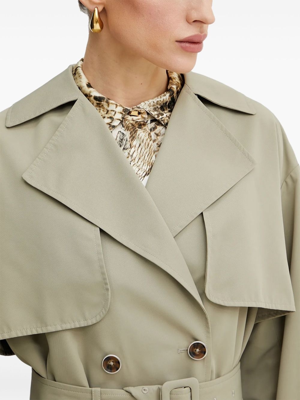 belted double-breasted trench coat - 4