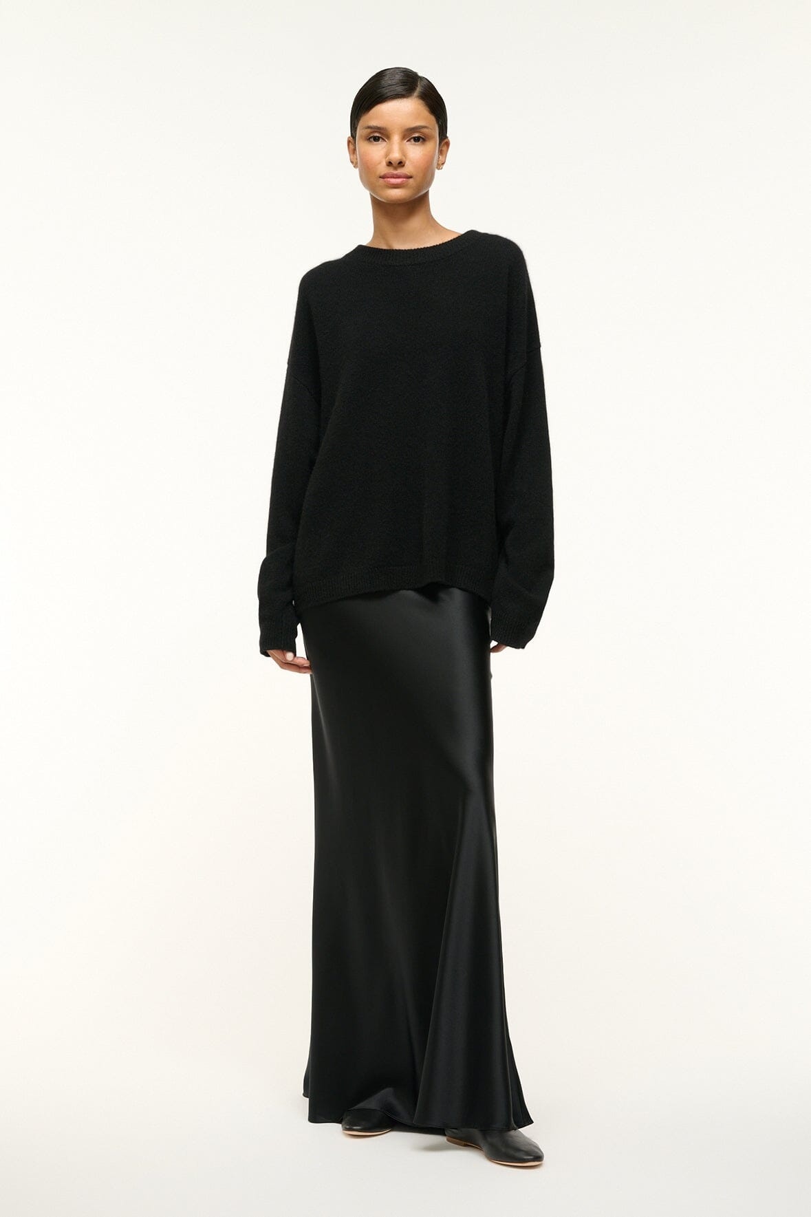 STAUD SERRANO CASHMERE RELAXED CREW BLACK - 4