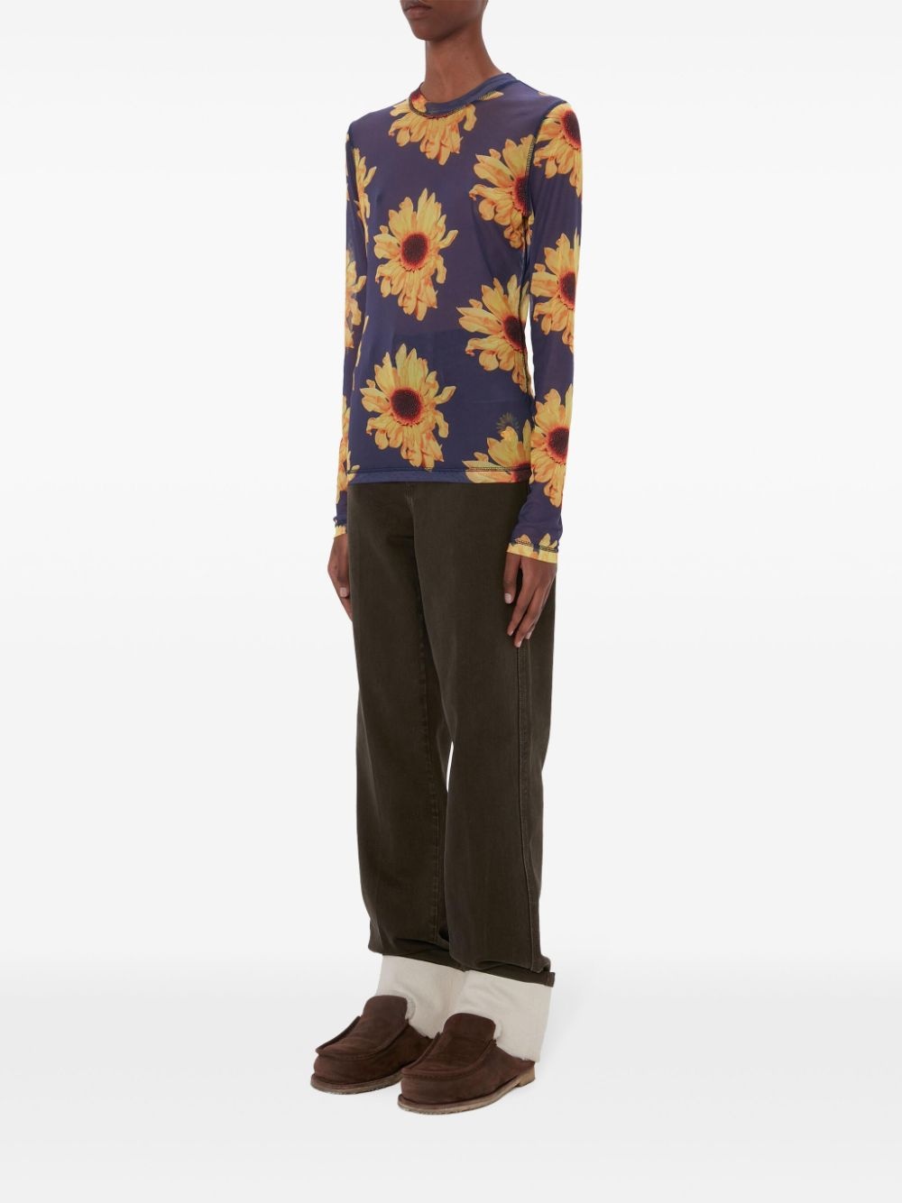 floral-print sheer top - 3