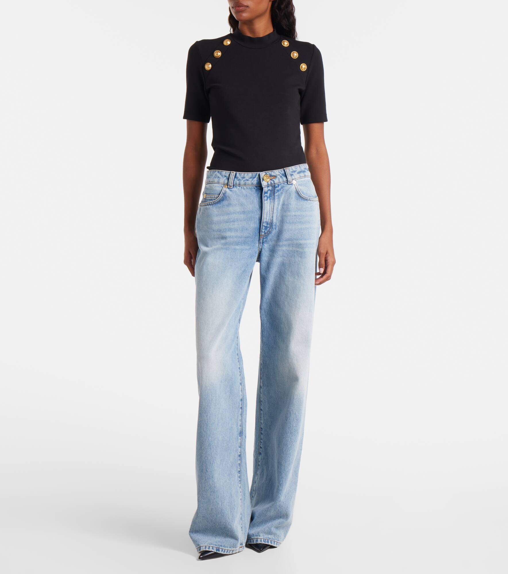 Mid-rise wide-leg jeans - 7