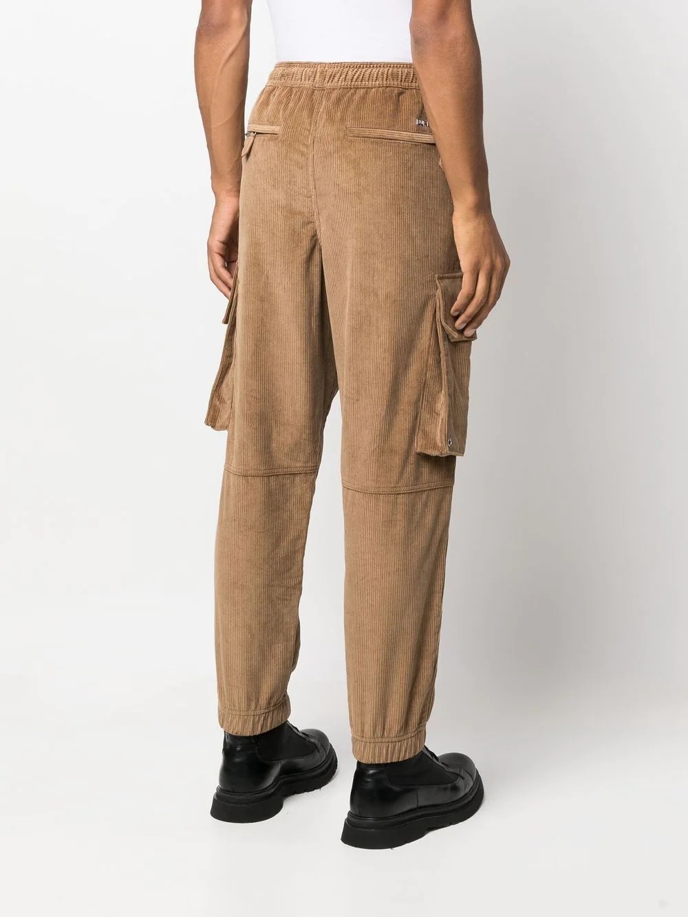 logo-plaque corduroy cargo trousers - 4