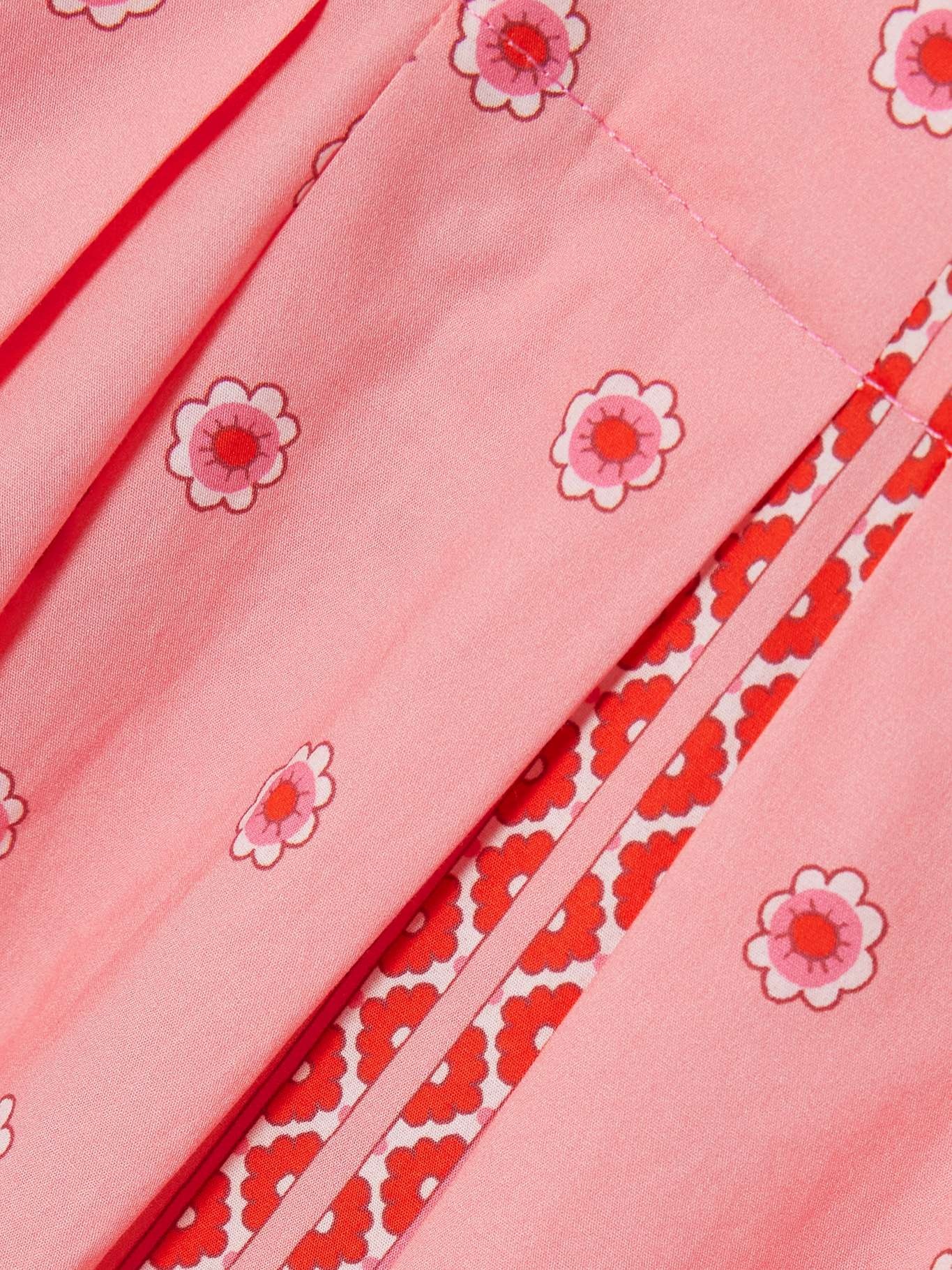 Pleated printed cotton-blend poplin midi shirt dress Pink - 4