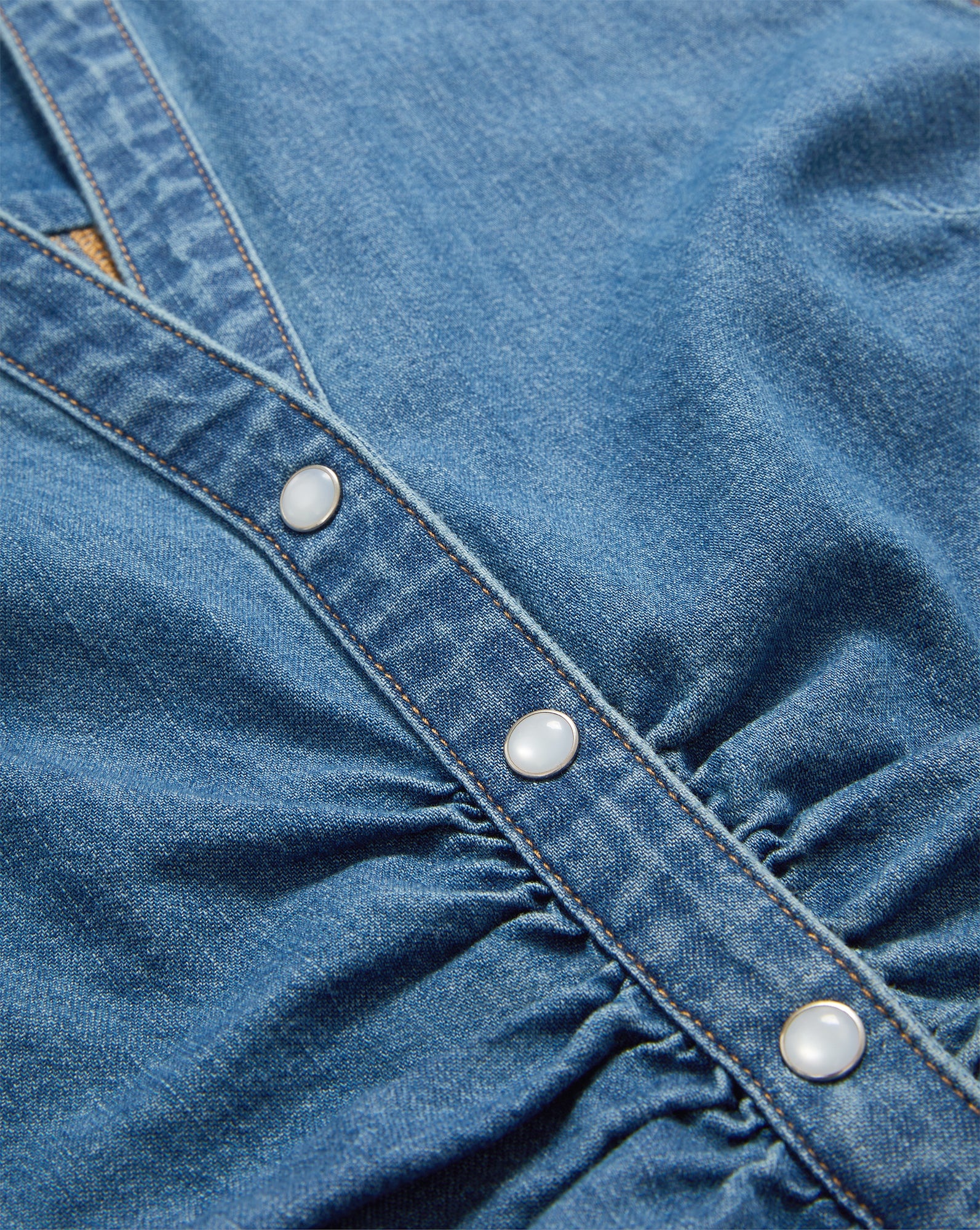 SERA RUCHED DENIM SHIRT - 4