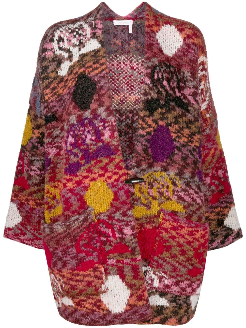 colour-block patchwork cardigan - 1